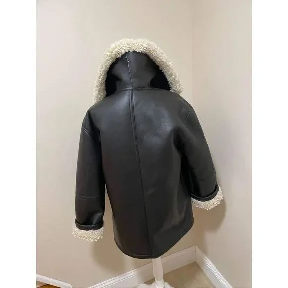 New Free  People Winnie Vegan Car Coat Size S - Picture 5 of 7